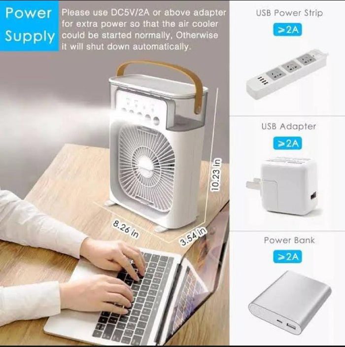 New Portable Air Conditioner Fan, Mini Cooling Ac Fan - in Updated 900ML Personal Air Cooling Fan with Ice Tray